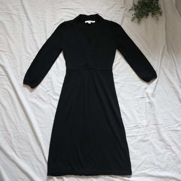 BODEN V-Neck Knit Sweater Dress Black Size 4 - Picture 2 of 9